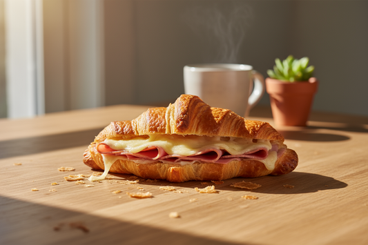 croissant que este sobre una mesa sin plato, aesthetic