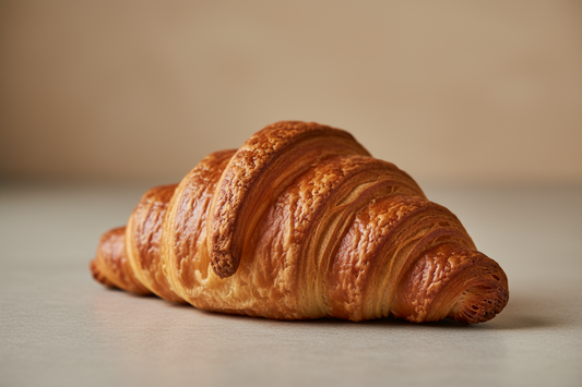 dejalo asi tal cual pero que sea un croissant cafe, color normal, sin ese tono verde