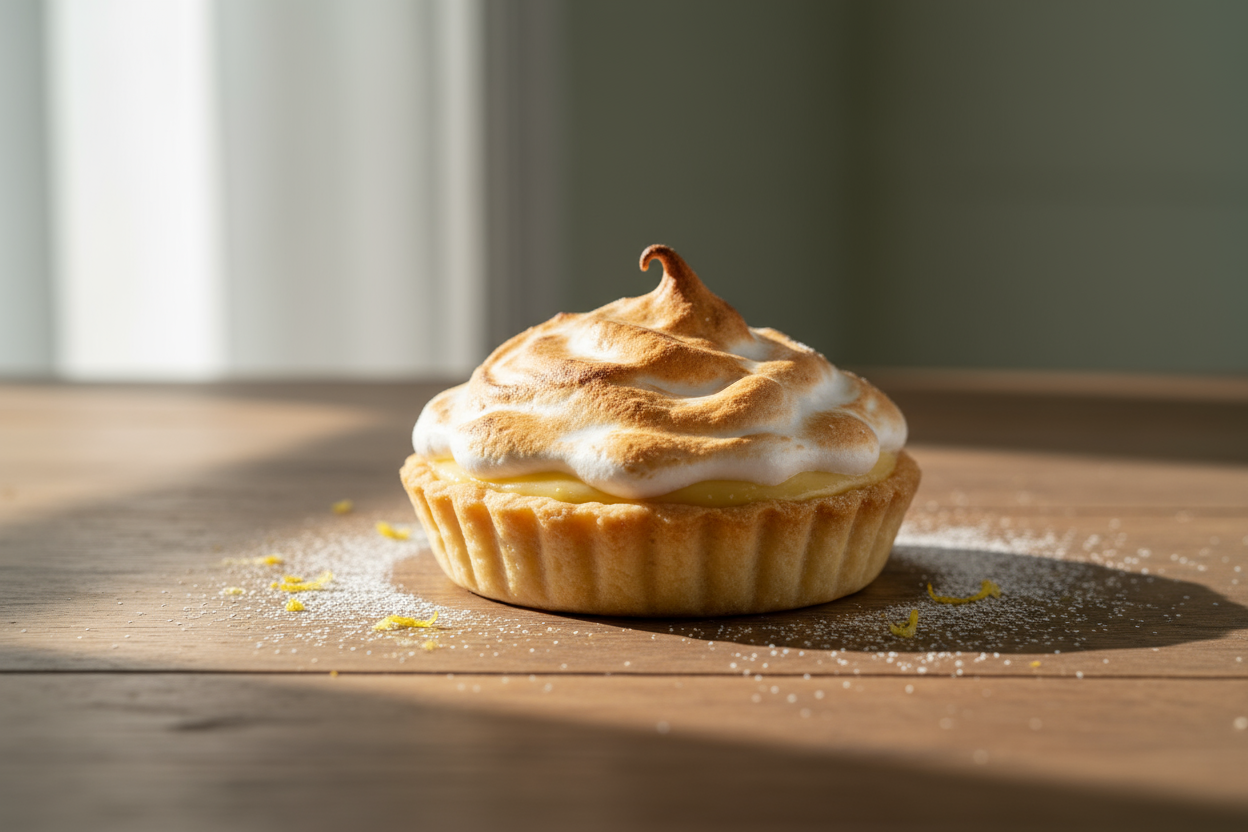 pie de limon individual, sobre una mesa, sin palto, aesthetic